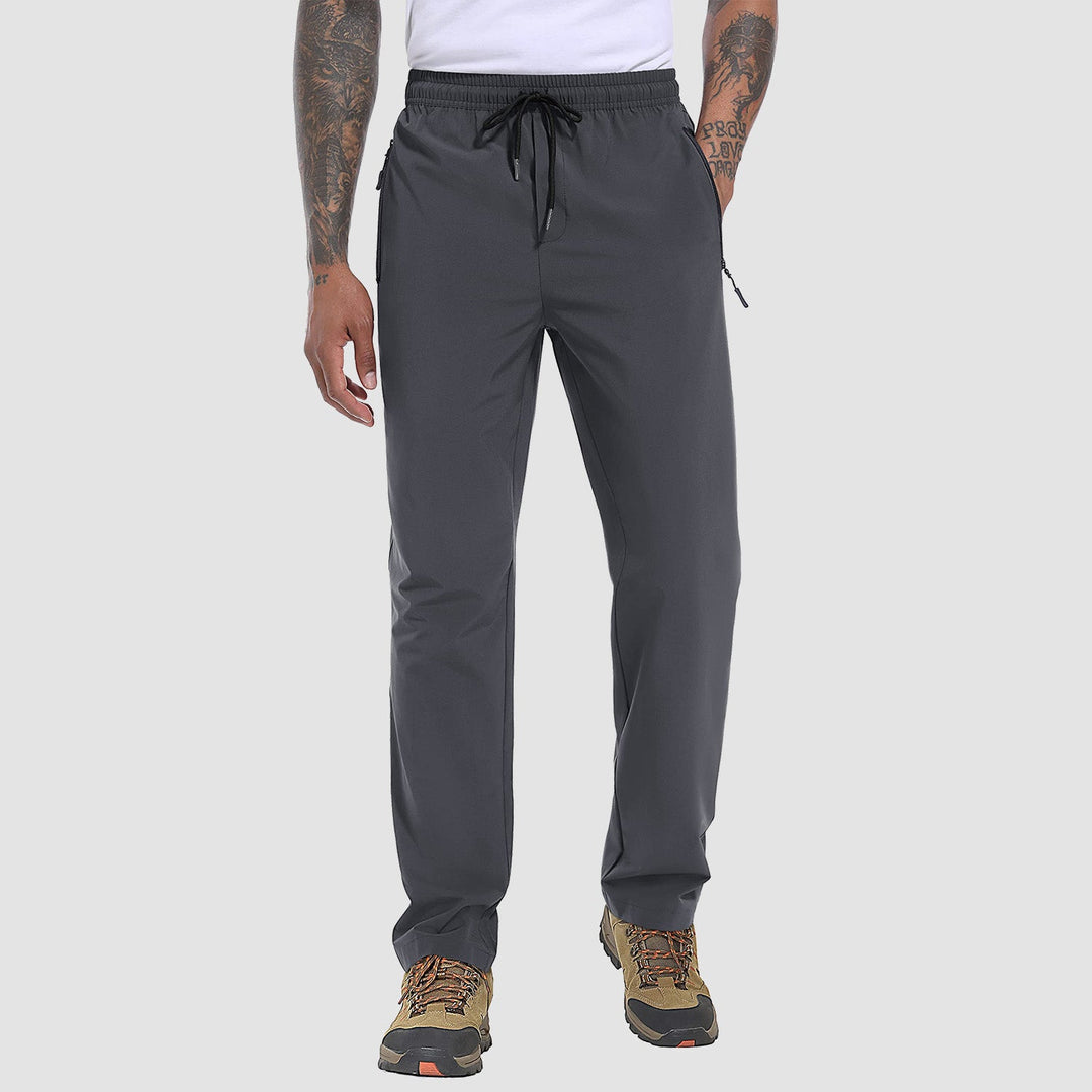 Men's lightweight hiking pants in Dark Gray, front view