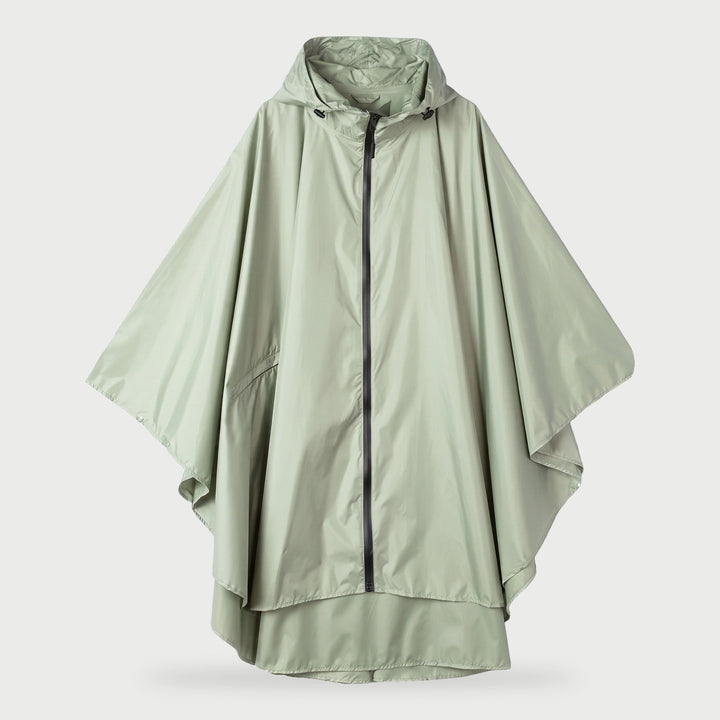 Women's rain poncho packable hooded rain cape in Sage Green