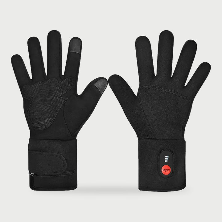 Heated glove liners in Black, palm and back view