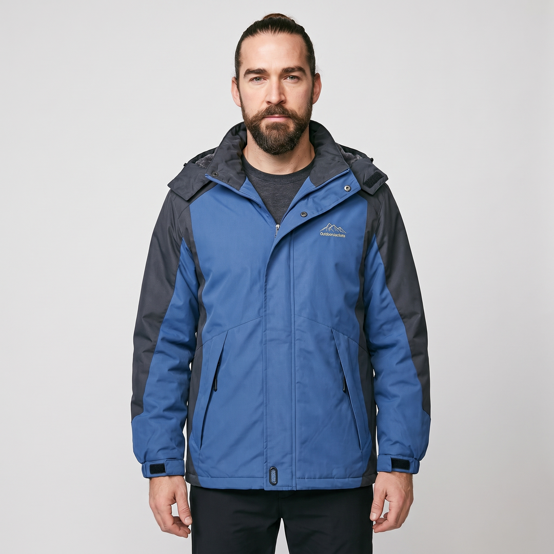 Man wearing the men's winter jacket in Blue