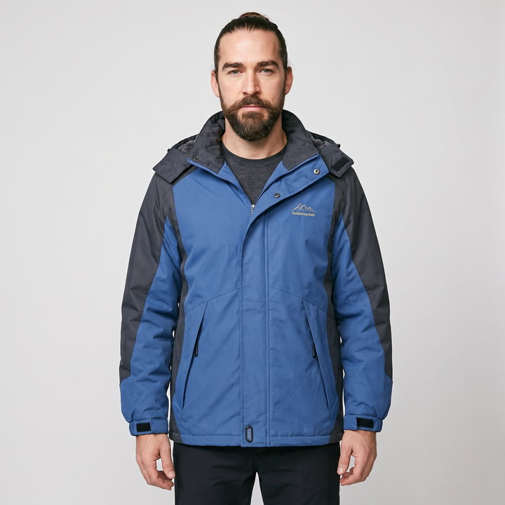 Man wearing the men's winter jacket in Blue