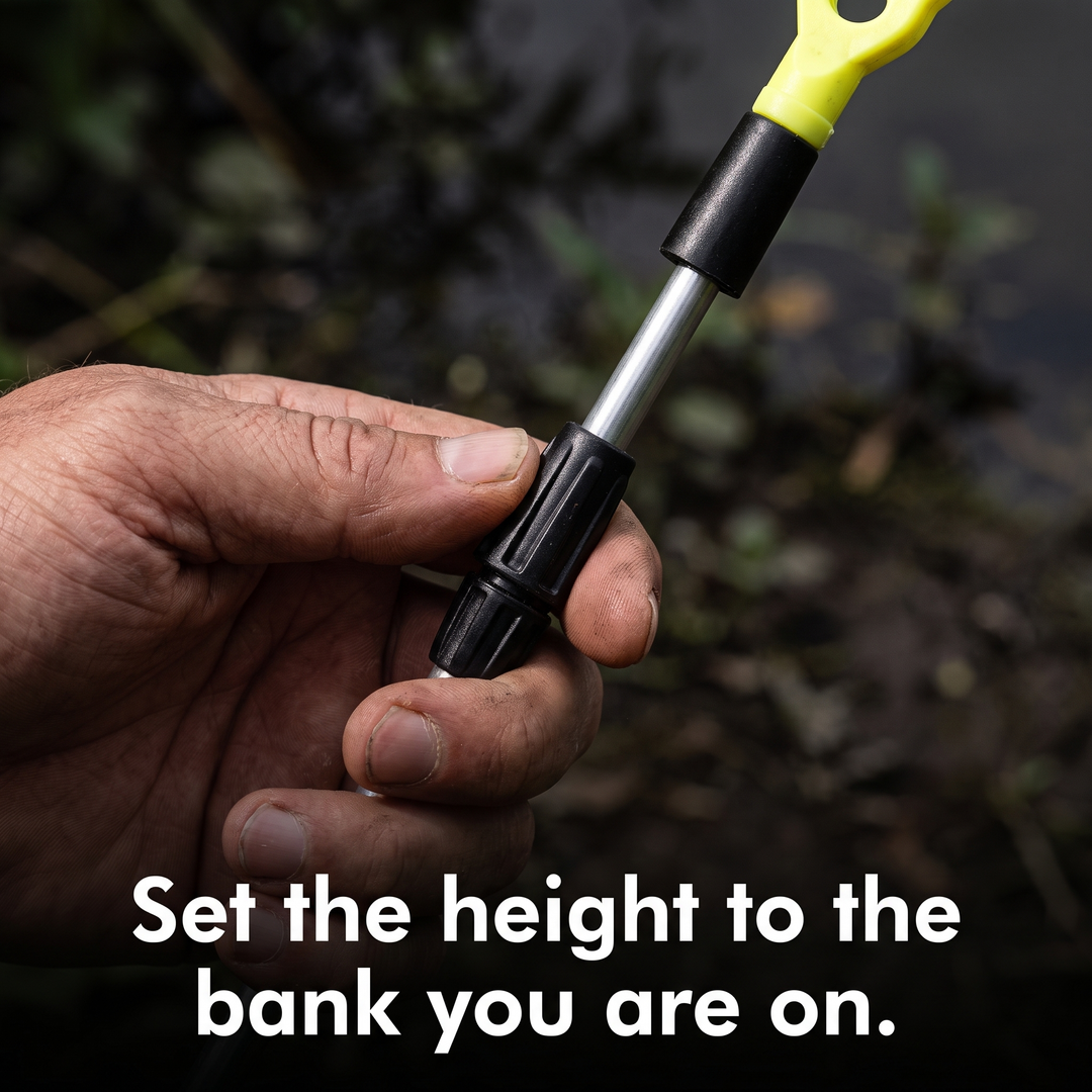 Twist-lock collar setting the height of the fishing rod holder