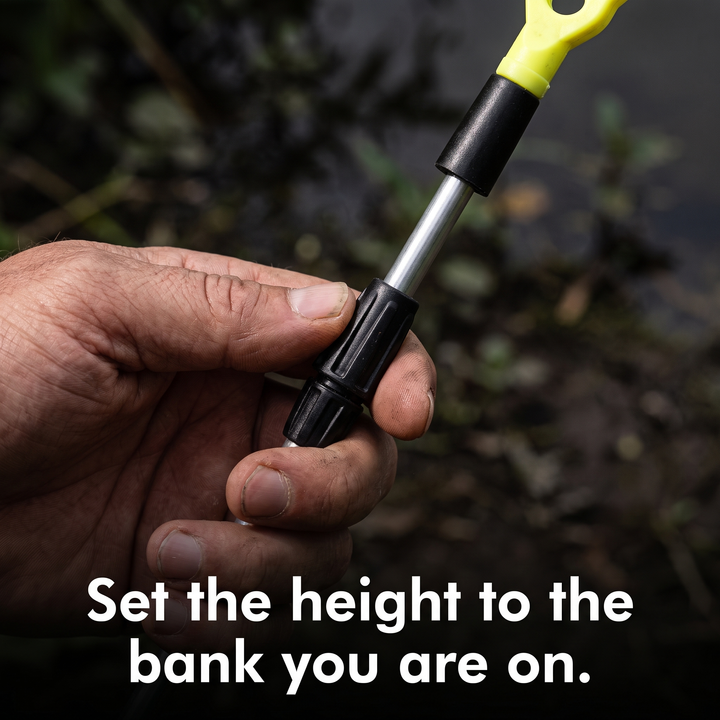 Twist-lock collar setting the height of the fishing rod holder