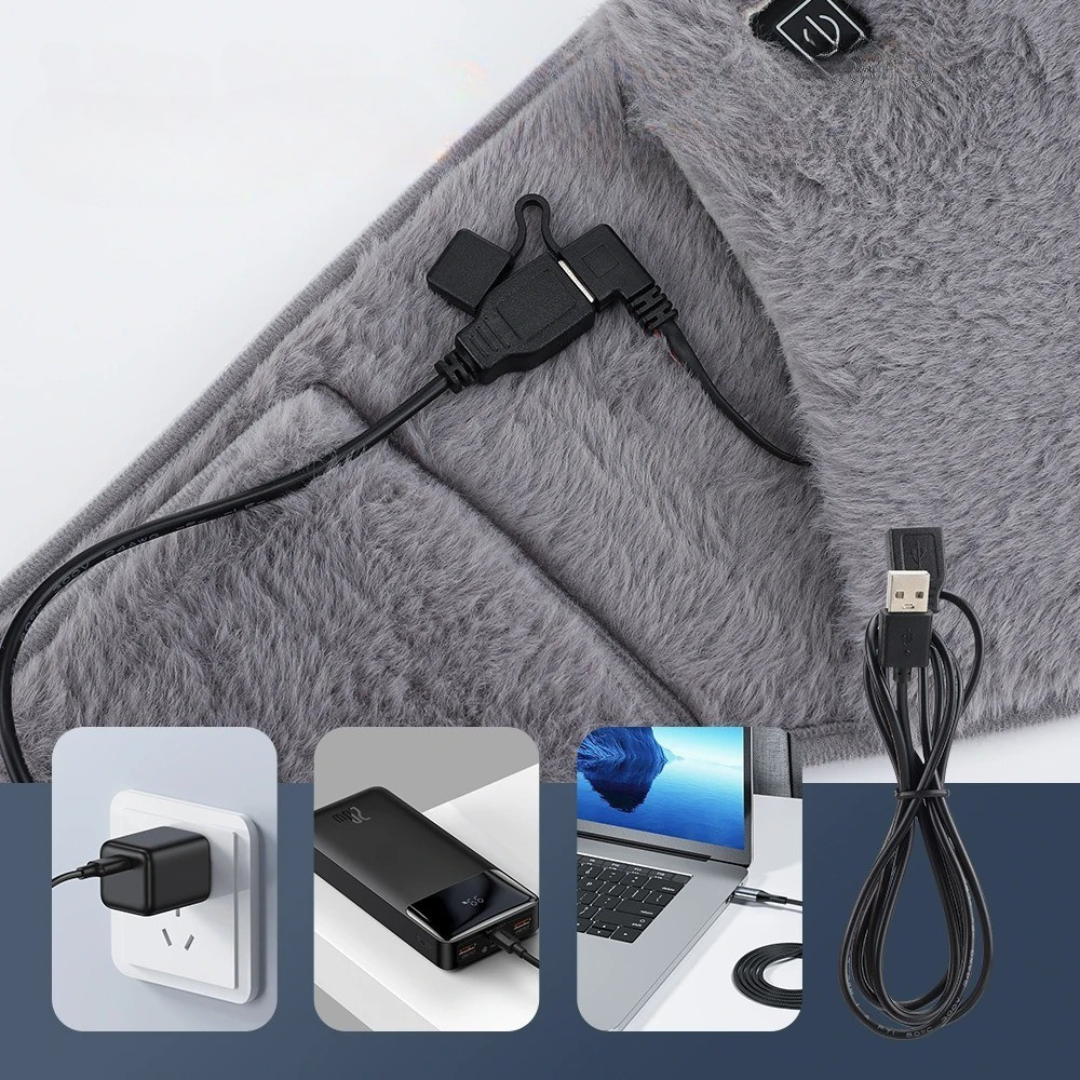 Heated waist belt with USB-C cable for power bank, laptop or charger