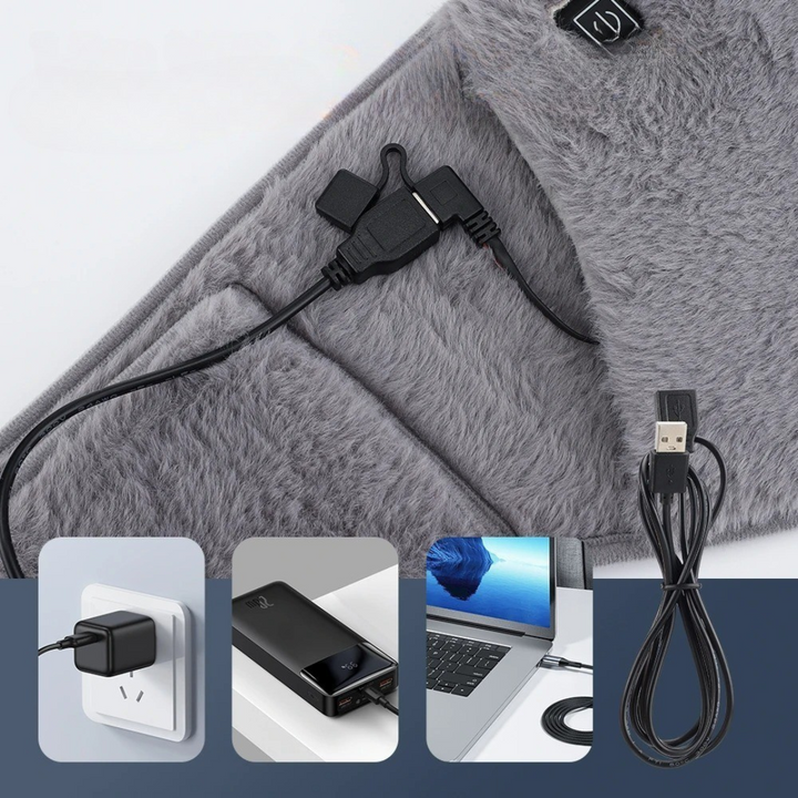Heated waist belt with USB-C cable for power bank, laptop or charger