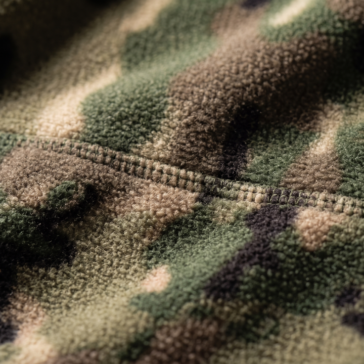 Macro of the brushed knit fleece surface and seam