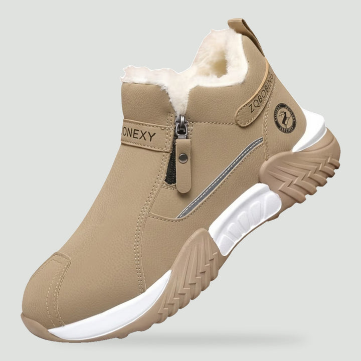 Men's winter shoes in Khaki with fleece lining and side zip