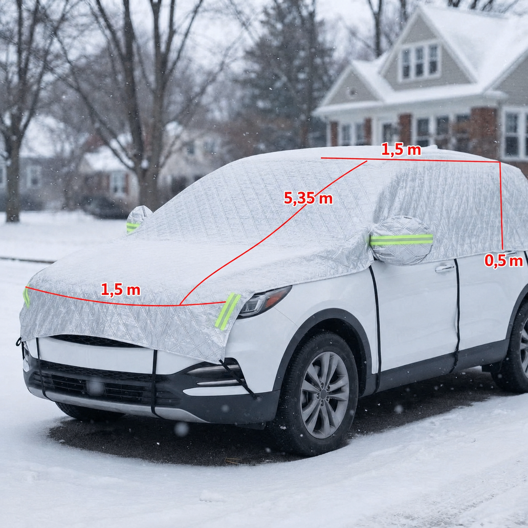 Car snow cover dimensions 5.35 m long and 1.5 m wide