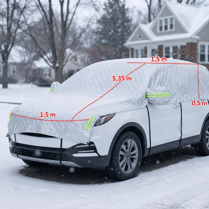 Car snow cover dimensions 5.35 m long and 1.5 m wide