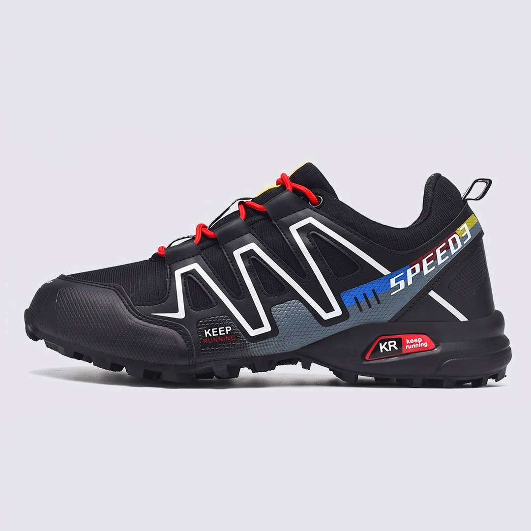 Men's trail running shoes in black - Activearo lateral view