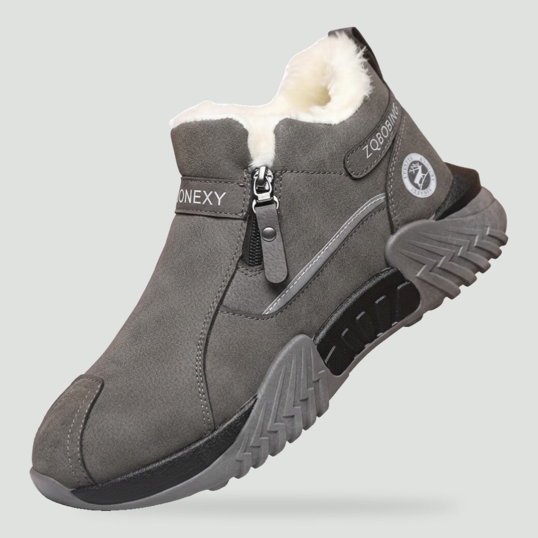 Men's winter shoes in Gray with fleece lining and side zip
