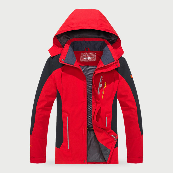 Men's shell jacket with zip-off hood in Red
