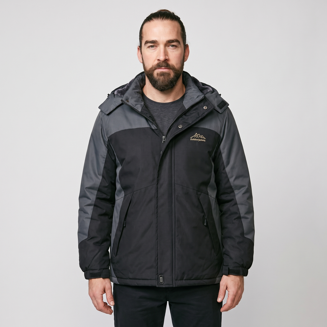 Man wearing the men's winter jacket in Black