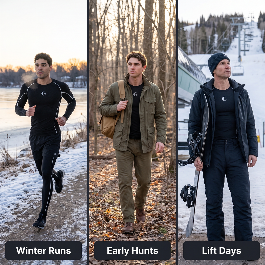Base layer set for winter runs, early hunts and lift days