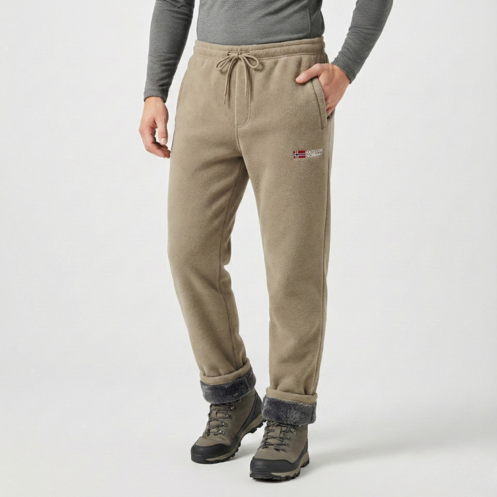 Fleece lined pants in Khaki