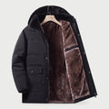 Men's Waterproof Winter Coat - Fleece Lined Jacket with Removable Hood