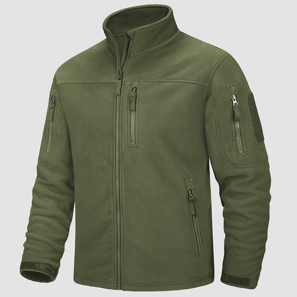 Men's tactical fleece jacket in Army Green, front view