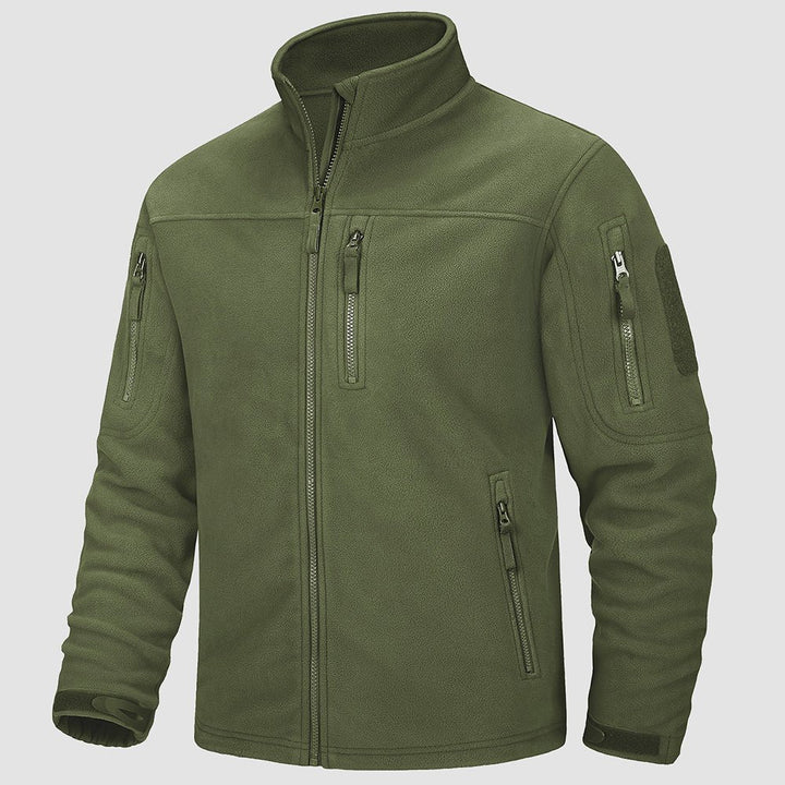 Men's tactical fleece jacket in Army Green, front view