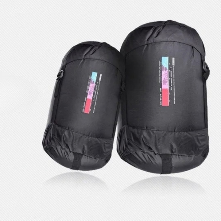 Mummy sleeping bags packed in their carry sacks