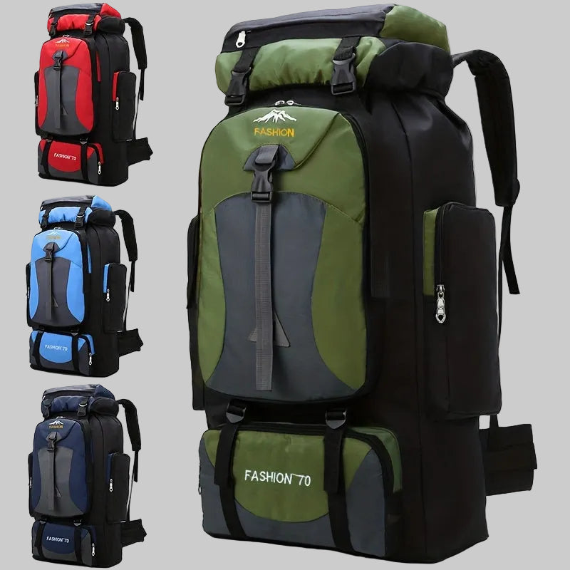 Large hiking backpack – 70L outdoor pack with adjustable straps and buckle closure