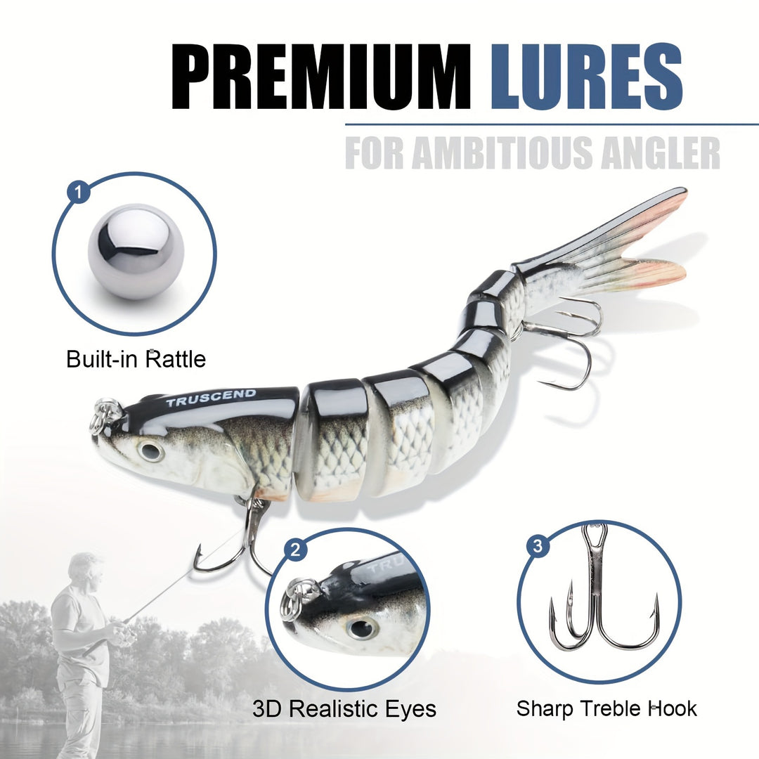 Multi-Jointed Slow-Sinking Swimbait – 4 in Fishing Lure for Bass Trout and Crappie