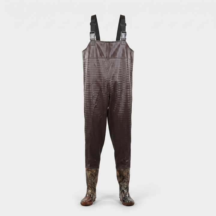 Men's chest waders in Coffee Diamond, front view