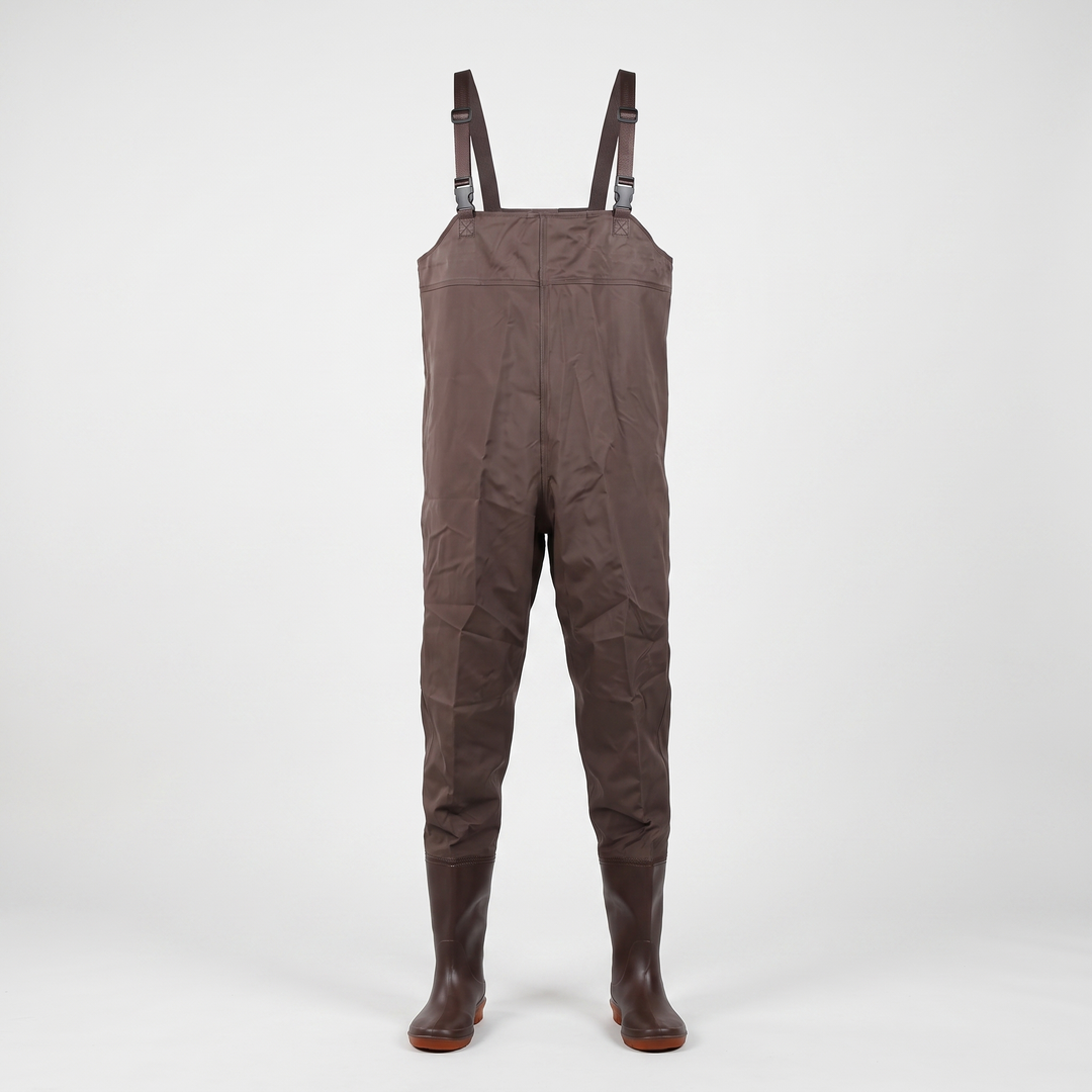 Men's chest waders in Coffee Brown, front view