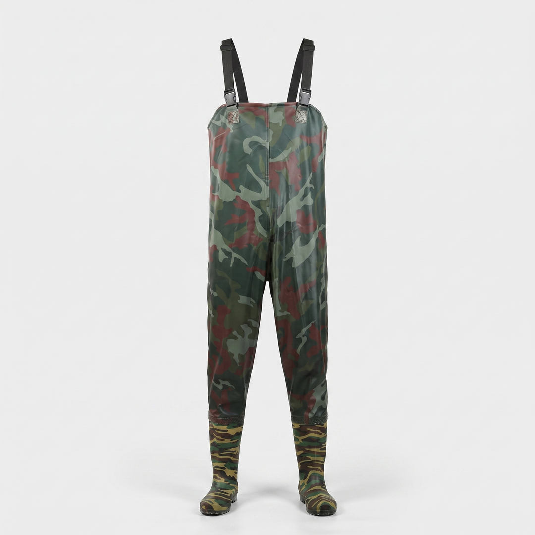 Men's chest waders in Army Camo, front view