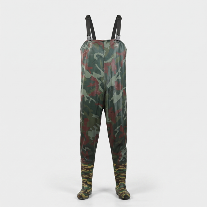 Men's chest waders in Army Camo, front view