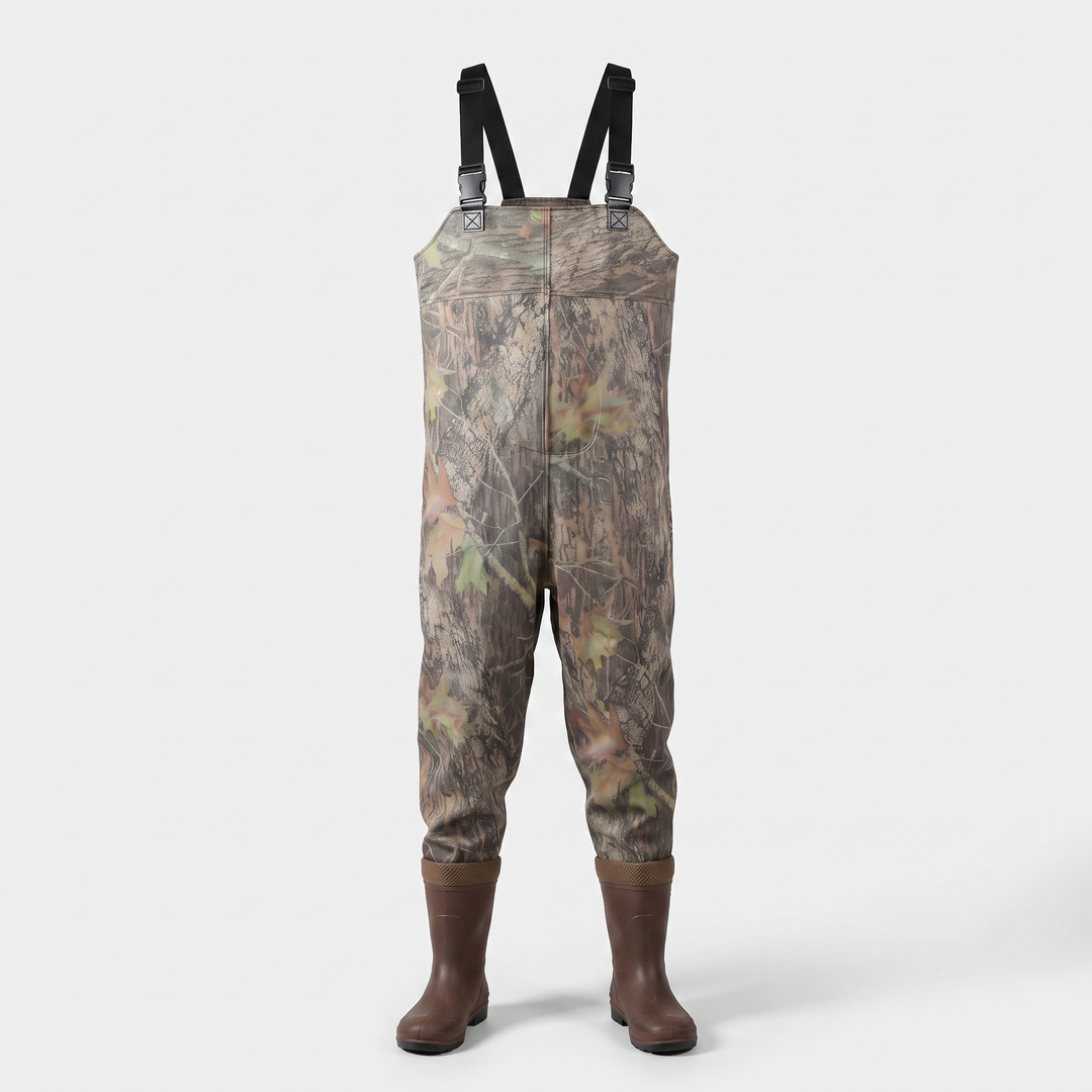 Men's chest waders in Autumn Camo, front view