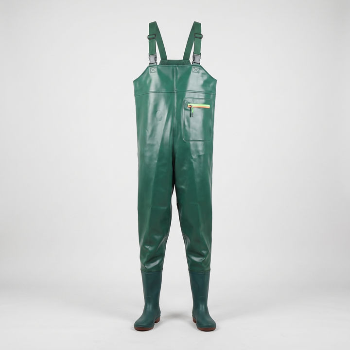 Men's chest waders in Emerald Green, front view