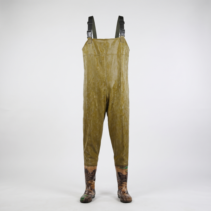 Men's chest waders in Olive Feather, front view