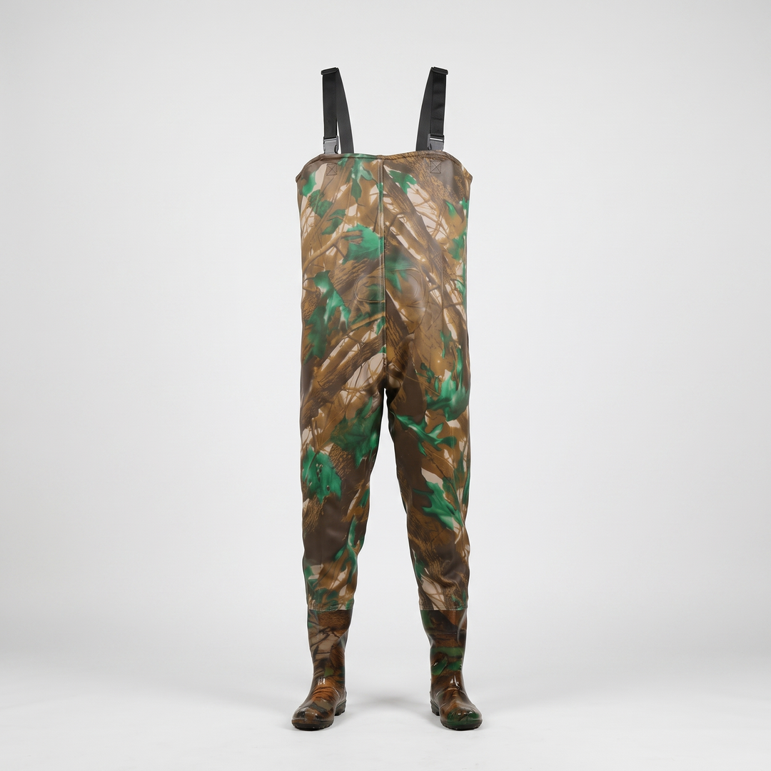 Men's chest waders in Forest Camo, front view