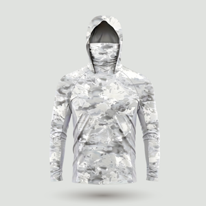 Men’s Camouflage Long-Sleeve Performance Sun Hoodie with Hood & Face Cover
