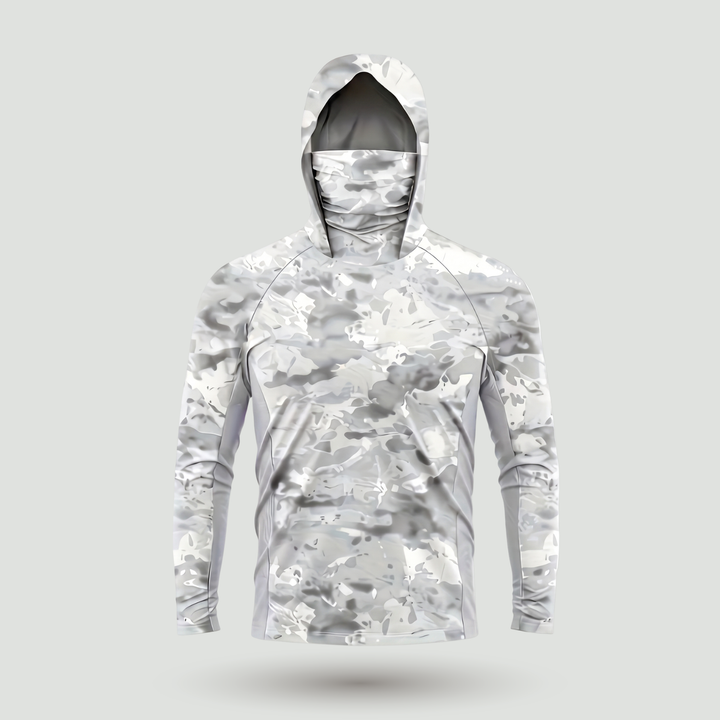 Men’s Camouflage Long-Sleeve Performance Sun Hoodie with Hood & Face Cover