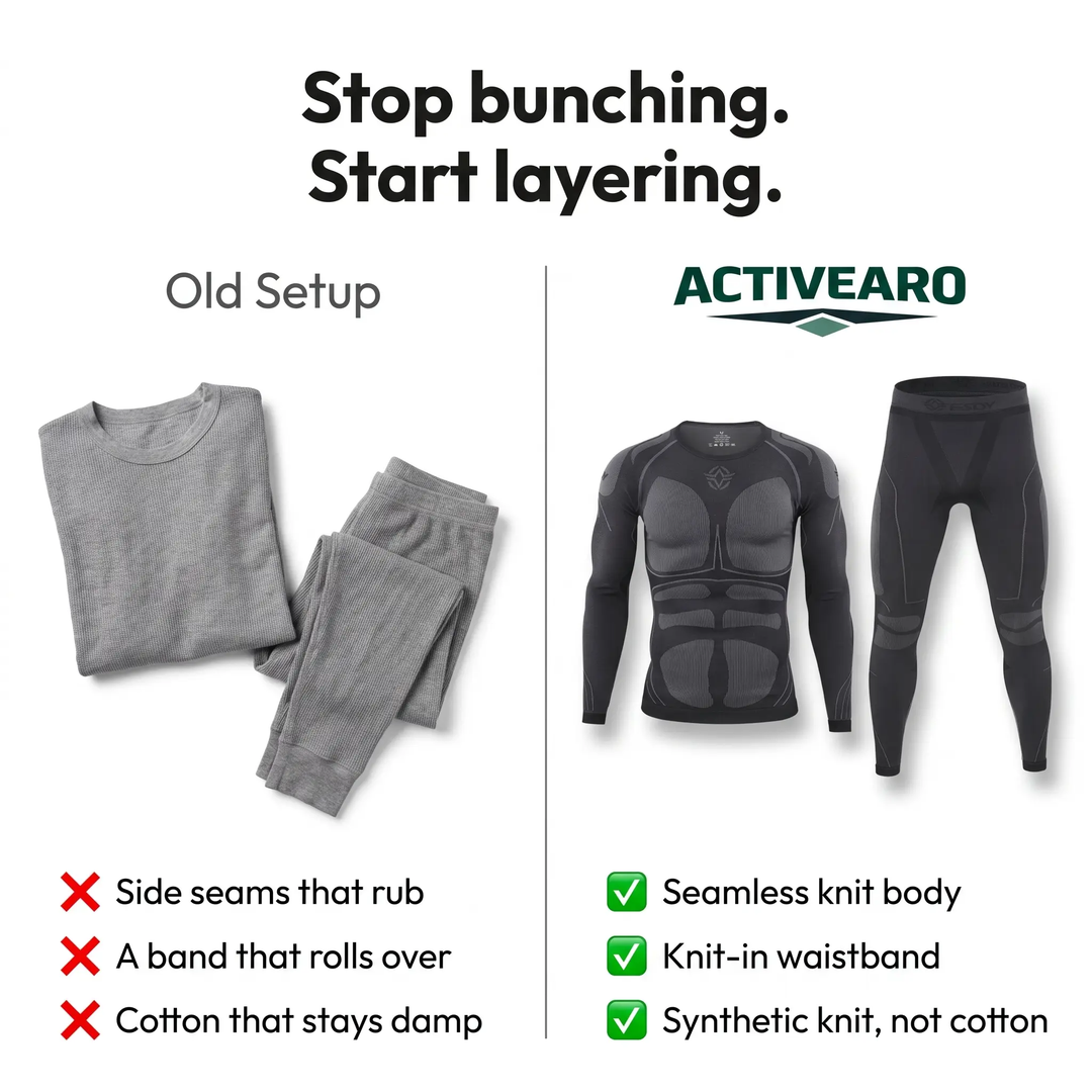 Seamless thermal set compared with cotton waffle long johns