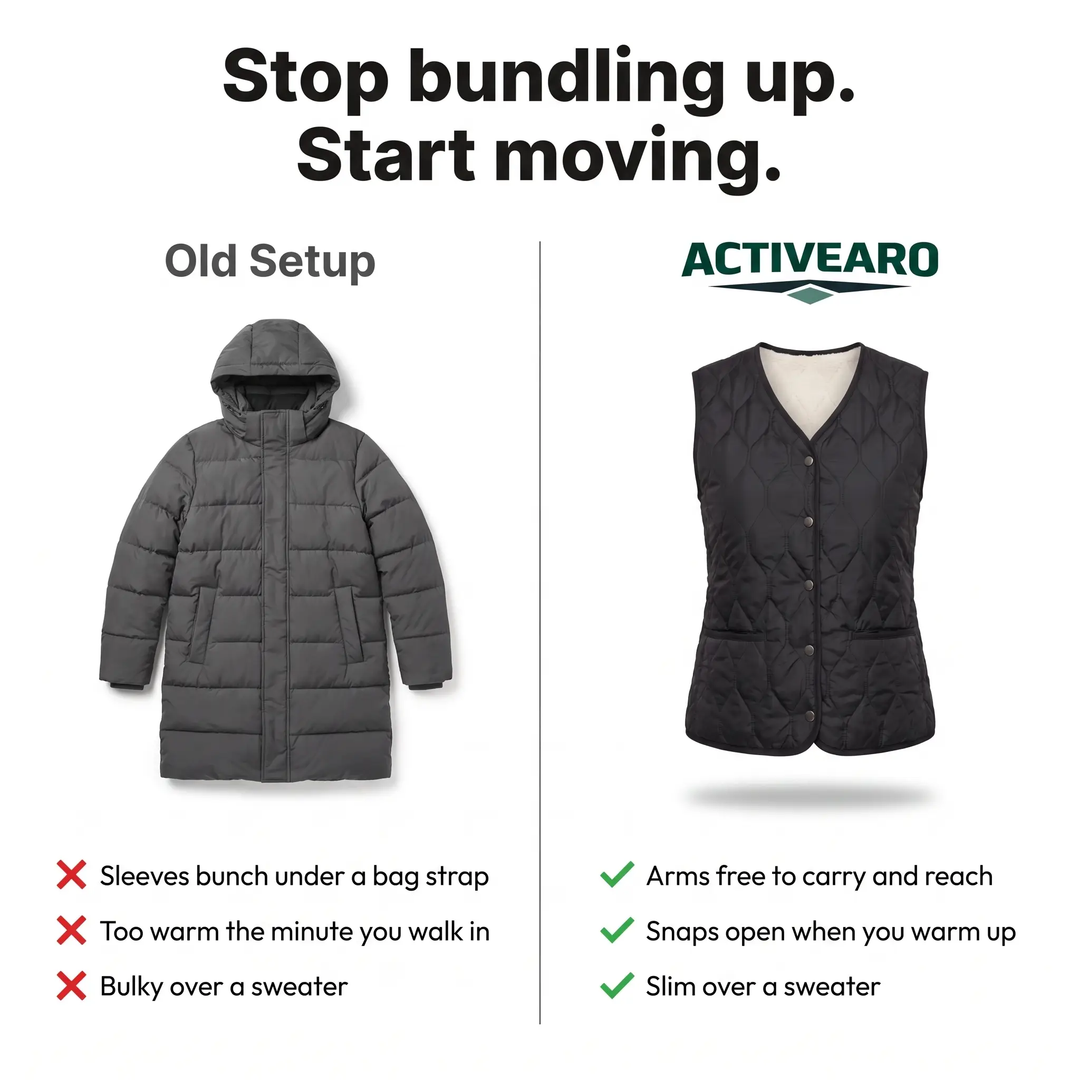 Puffer vest vs heavy winter coat comparison