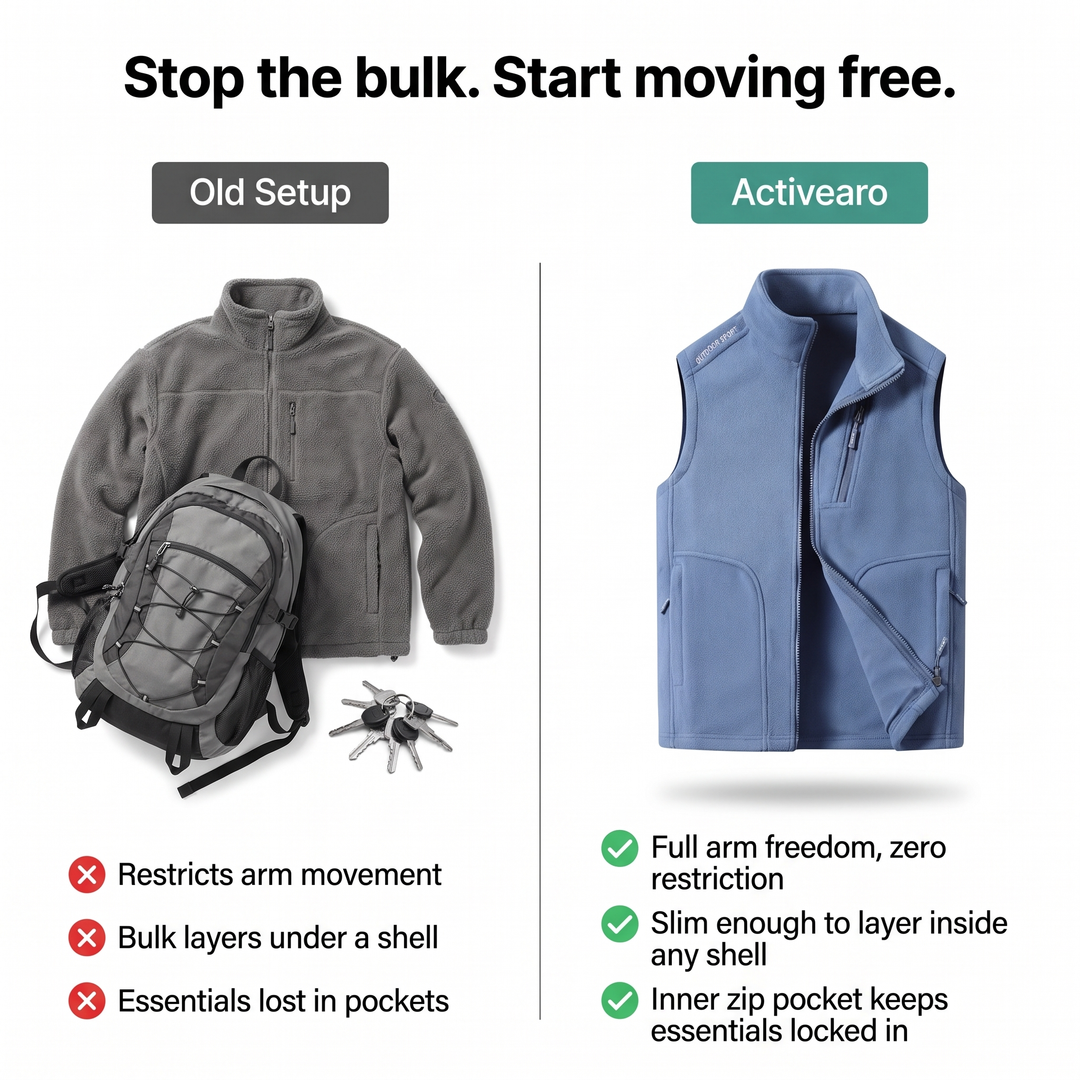 Fleece Vest Jacket — Compare vs Bulky Jacket