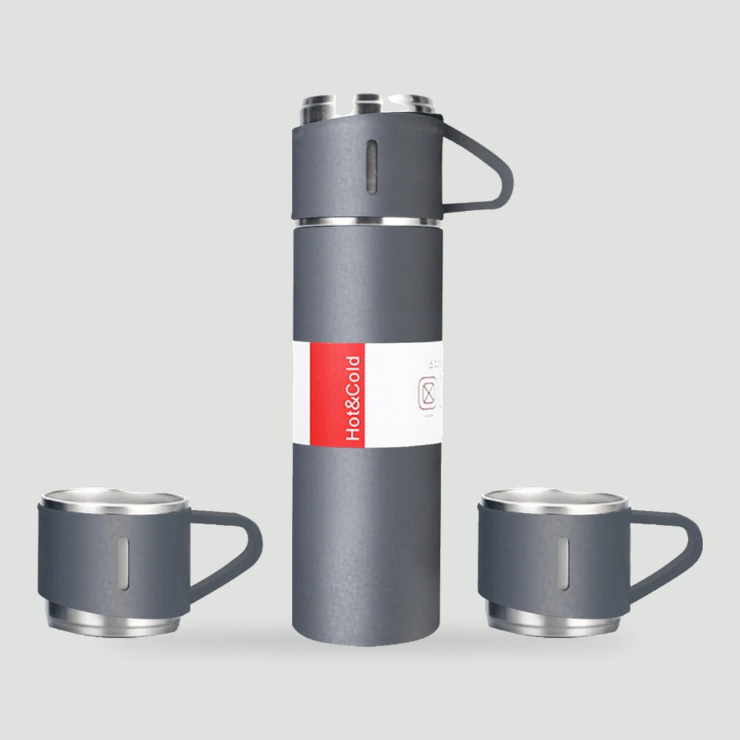 Vacuum flask with cups in Gray