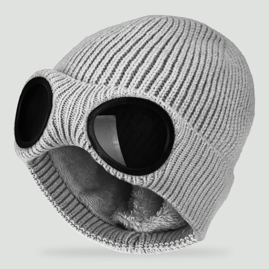 Goggle beanie in Gray with built-in lenses
