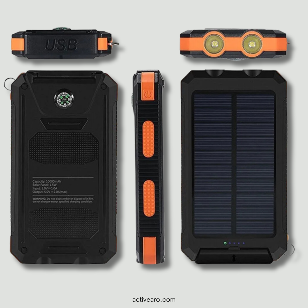 Solar Power Bank 10000 mAh – Waterproof Outdoor Backup Power