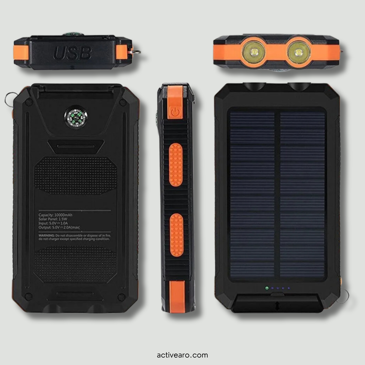 Solar Power Bank 10000 mAh – Waterproof Outdoor Backup Power