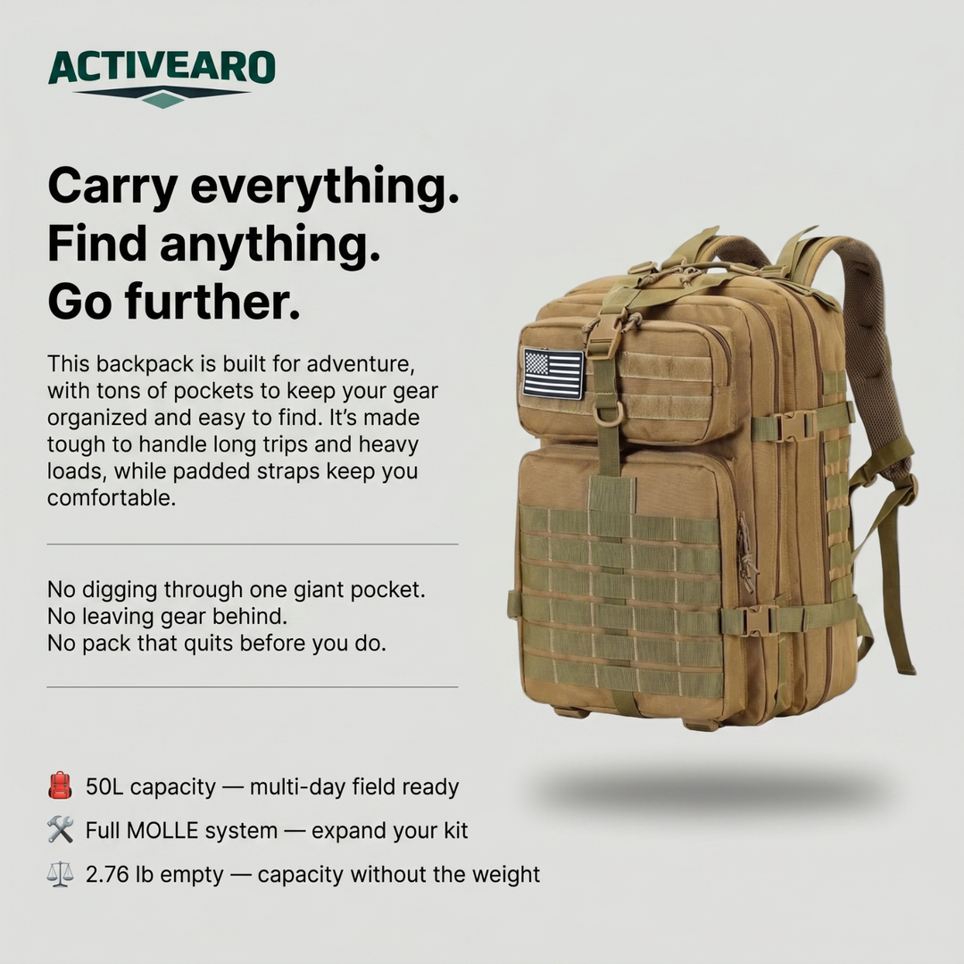Tactical Backpack – 50L Waterproof Outdoor Survival Pack