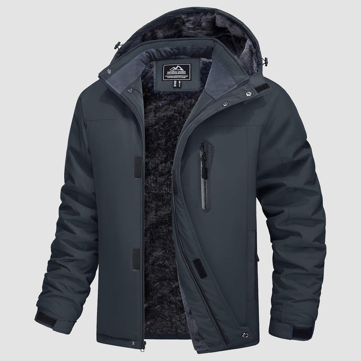 Men's snow jacket in Gray, front view