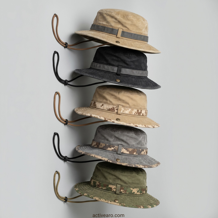 Packable Cotton Boonie Hat – Wide-Brim Sun Hat with Chin Strap for Fishing and Hiking