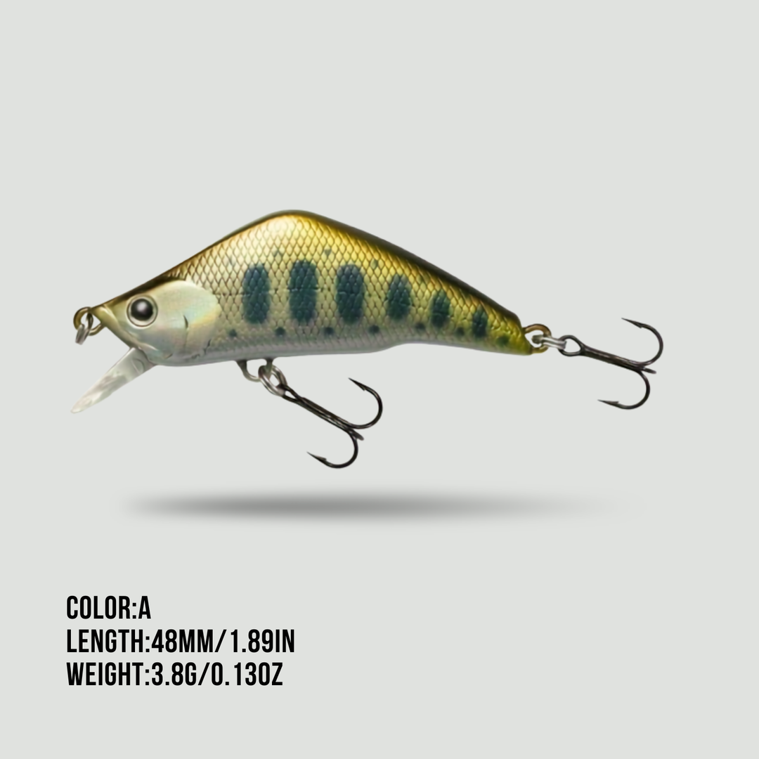 Sinking Minnow Lures - 1.9in Hard Bait Treble Hooks for Bass and Pike
