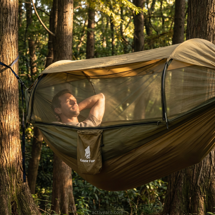 3in1 Camping Hammock with Mosquito Net and Sun Shelter, 440lb Nylon Double Hammock
