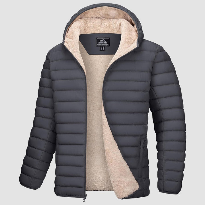 Men's quilted jacket in Dark Gray, front view