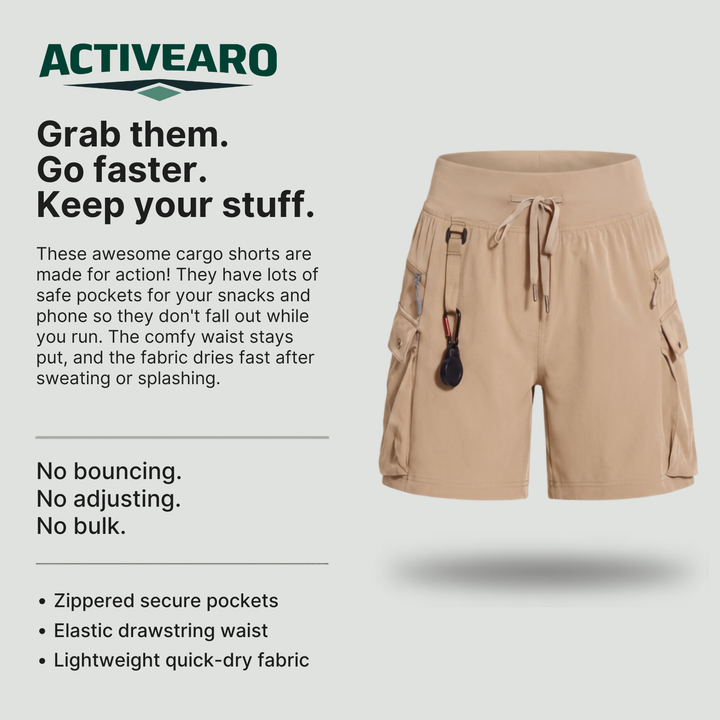 Women's Running and Hiking Shorts with Zippered Pockets – Quick-Dry Lightweight
