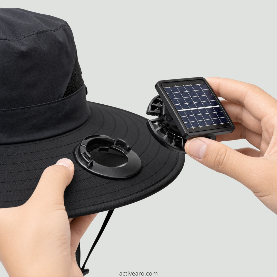 Solar Fan Hat with Dual Fans USB Rechargeable - Wide Brim Cooling Hat for Fishing and Outdoor Use